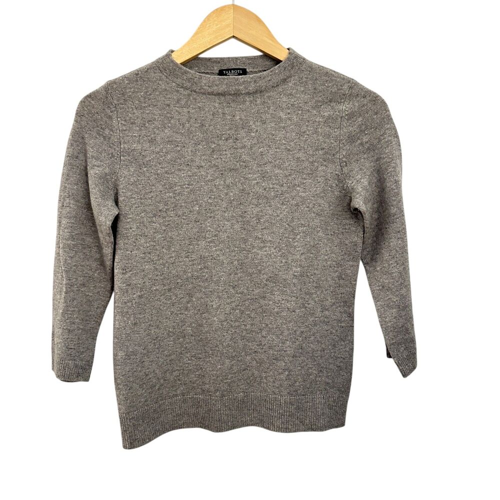 Talbots Petites Grey 100% Cashmere 3/4 Sleeve Sweater – Petite (P)